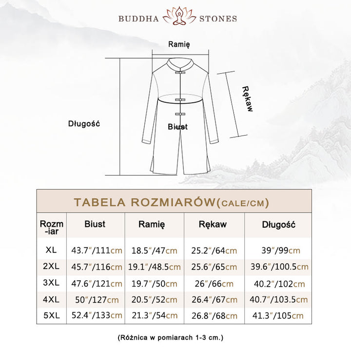 Buddha Stones Fall Simple Frog-Button Linen Męski Średniej Długości Płaszcz Zen Odzież - image 5