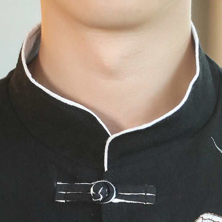 Buddha Stones Chiński Nowy Rok Latający Żuraw Haft Żaba-guzik Tang Suit Bawełniana męska Kurtka Koszula - image 14