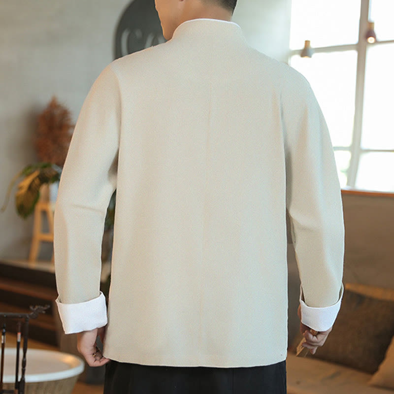 Buddha Stones Chiński Nowy Rok Latający Żuraw Haft Żaba-guzik Tang Suit Bawełniana męska Kurtka Koszula - image 21