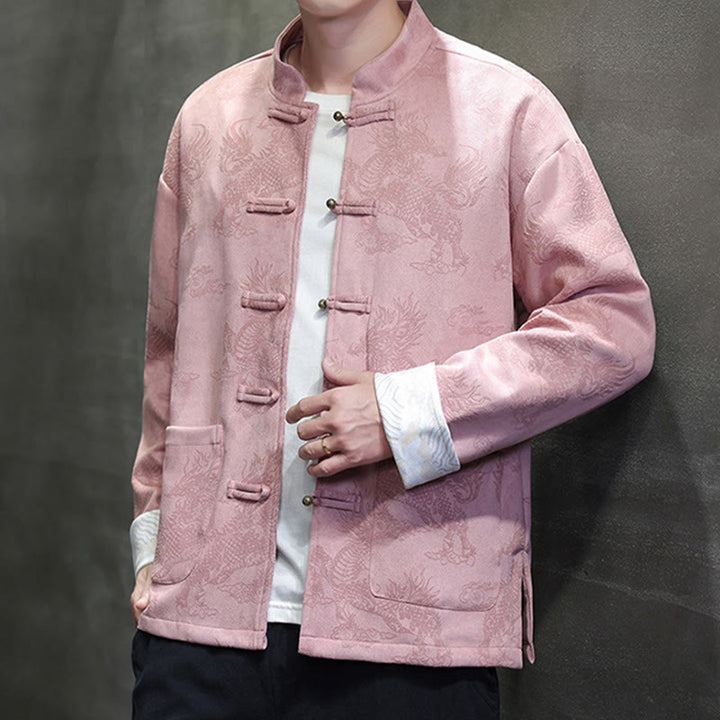 Buddha Stones Chiński Nowy Rok Kirin Print Żaba-guzik Tang Suit Męska Kurtka Koszula Z Kieszeniami - image 30