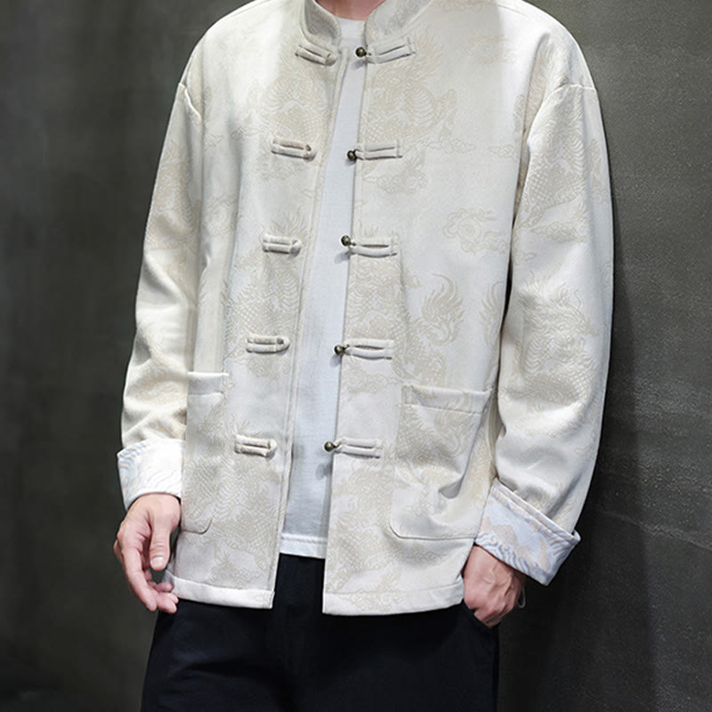 Buddha Stones Chiński Nowy Rok Kirin Print Żaba-guzik Tang Suit Męska Kurtka Koszula Z Kieszeniami - image 26