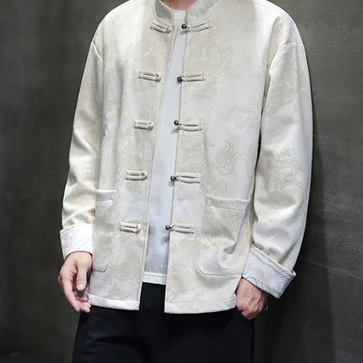 Buddha Stones Chiński Nowy Rok Kirin Print Żaba-guzik Tang Suit Męska Kurtka Koszula Z Kieszeniami - image 26