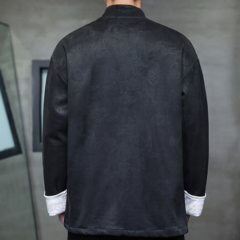 Buddha Stones Chiński Nowy Rok Kirin Print Żaba-guzik Tang Suit Męska Kurtka Koszula Z Kieszeniami - image 17