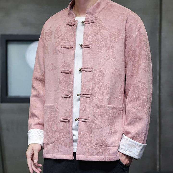 Buddha Stones Chiński Nowy Rok Kirin Print Żaba-guzik Tang Suit Męska Kurtka Koszula Z Kieszeniami - image 35