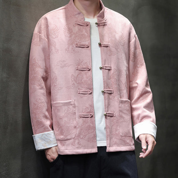 Buddha Stones Chiński Nowy Rok Kirin Print Żaba-guzik Tang Suit Męska Kurtka Koszula Z Kieszeniami - image 31