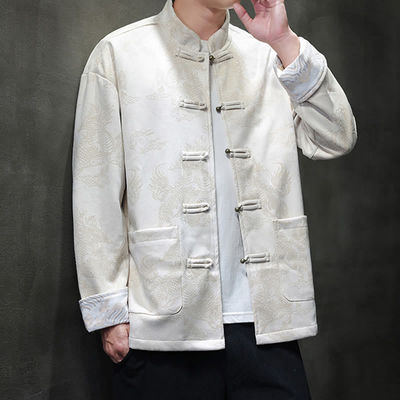 Buddha Stones Chiński Nowy Rok Kirin Print Żaba-guzik Tang Suit Męska Kurtka Koszula Z Kieszeniami - image 27