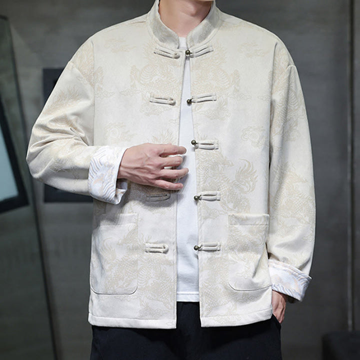 Buddha Stones Chiński Nowy Rok Kirin Print Żaba-guzik Tang Suit Męska Kurtka Koszula Z Kieszeniami - image 23