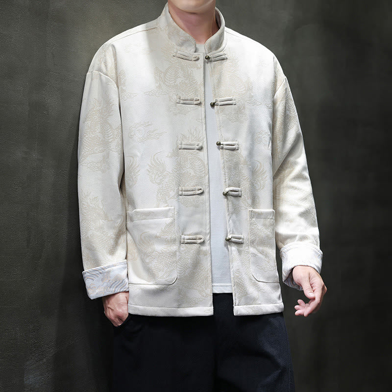 Buddha Stones Chiński Nowy Rok Kirin Print Żaba-guzik Tang Suit Męska Kurtka Koszula Z Kieszeniami - image 28