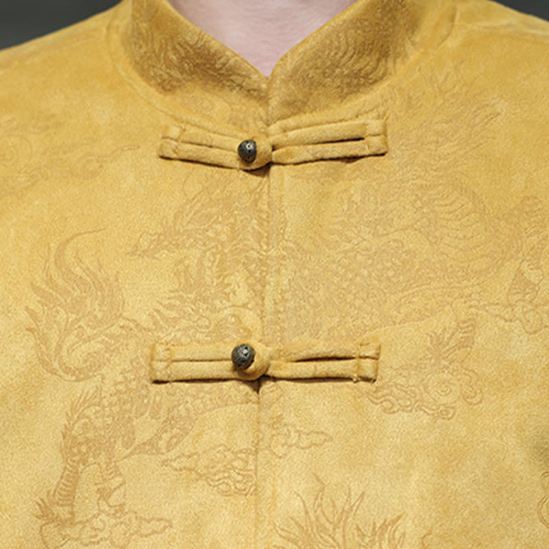 Buddha Stones Chiński Nowy Rok Kirin Print Żaba-guzik Tang Suit Męska Kurtka Koszula Z Kieszeniami - image 9