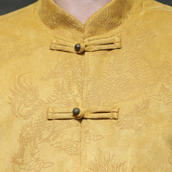 Buddha Stones Chiński Nowy Rok Kirin Print Żaba-guzik Tang Suit Męska Kurtka Koszula Z Kieszeniami - image 9