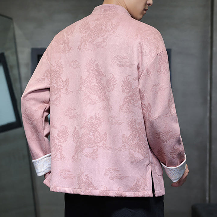 Buddha Stones Chiński Nowy Rok Kirin Print Żaba-guzik Tang Suit Męska Kurtka Koszula Z Kieszeniami - image 33