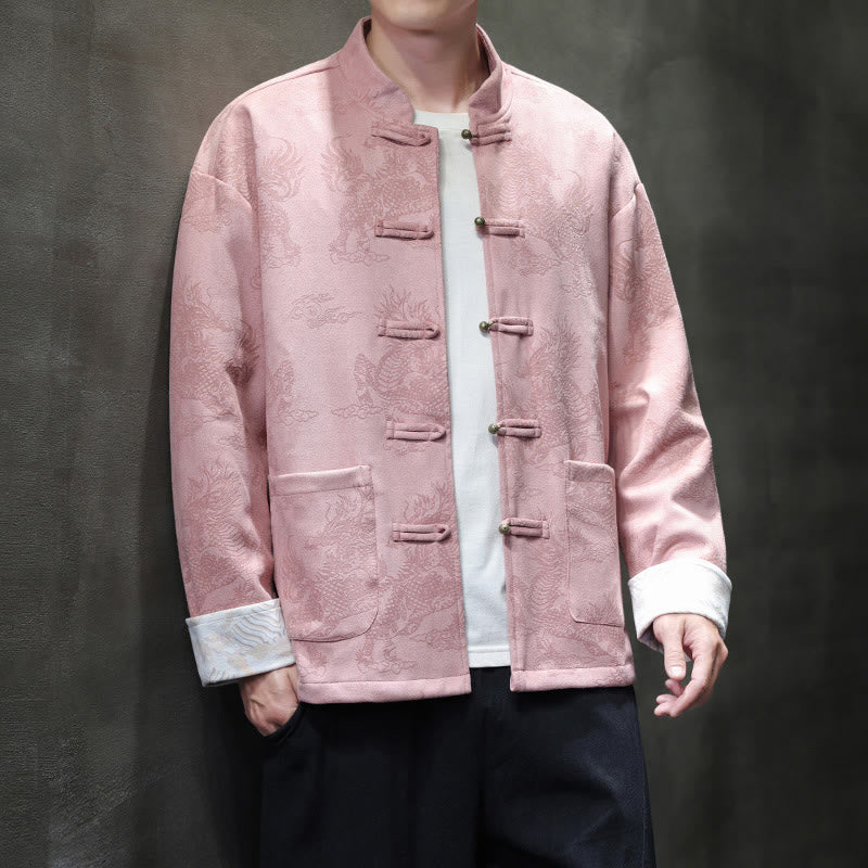 Buddha Stones Chiński Nowy Rok Kirin Print Żaba-guzik Tang Suit Męska Kurtka Koszula Z Kieszeniami - image 36