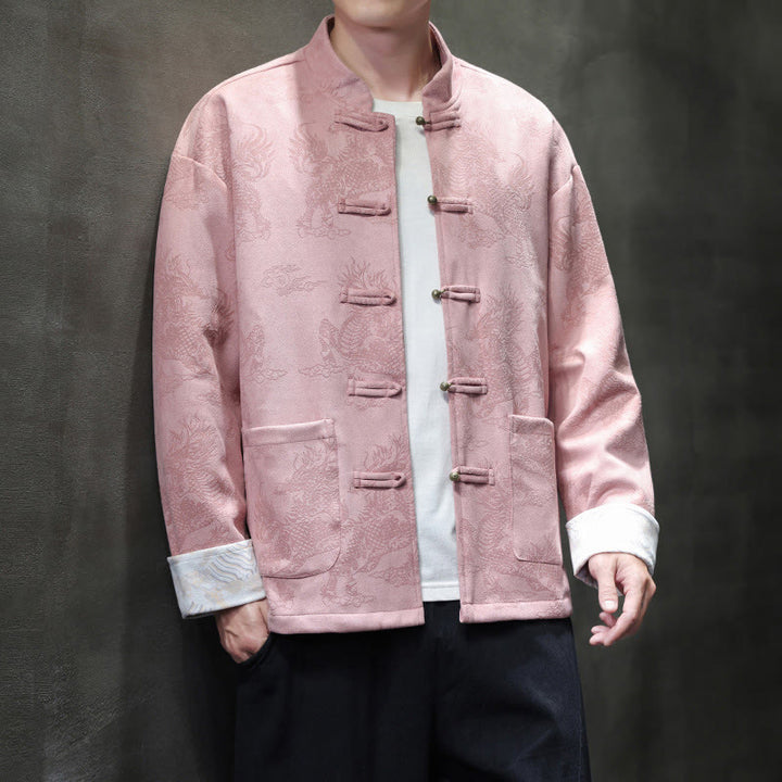 Buddha Stones Chiński Nowy Rok Kirin Print Żaba-guzik Tang Suit Męska Kurtka Koszula Z Kieszeniami - image 36