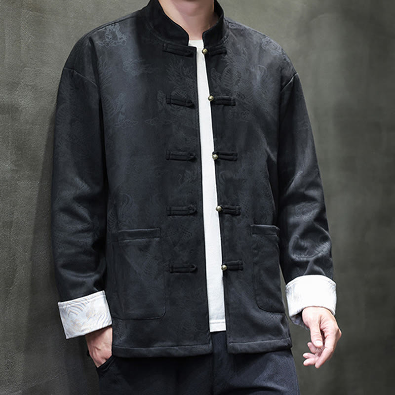 Buddha Stones Chiński Nowy Rok Kirin Print Żaba-guzik Tang Suit Męska Kurtka Koszula Z Kieszeniami - image 19