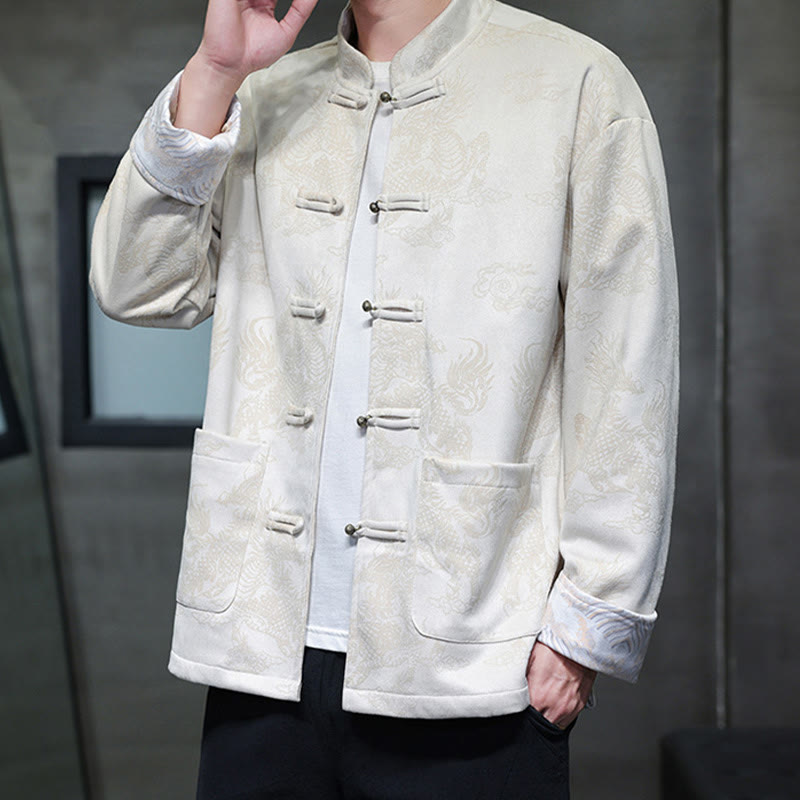 Buddha Stones Chiński Nowy Rok Kirin Print Żaba-guzik Tang Suit Męska Kurtka Koszula Z Kieszeniami - image 24