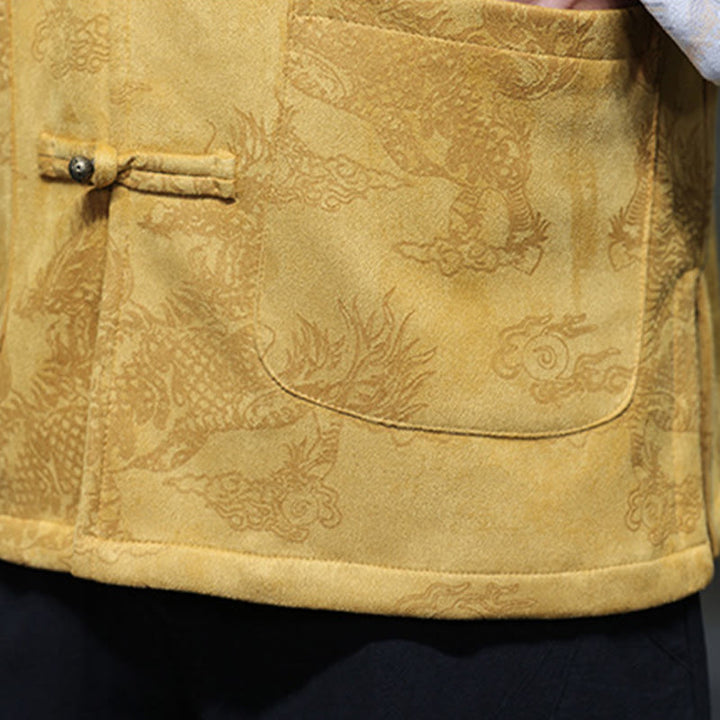 Buddha Stones Chiński Nowy Rok Kirin Print Żaba-guzik Tang Suit Męska Kurtka Koszula Z Kieszeniami - image 10