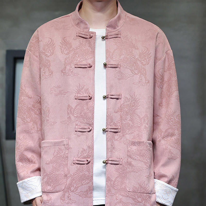 Buddha Stones Chiński Nowy Rok Kirin Print Żaba-guzik Tang Suit Męska Kurtka Koszula Z Kieszeniami - image 34