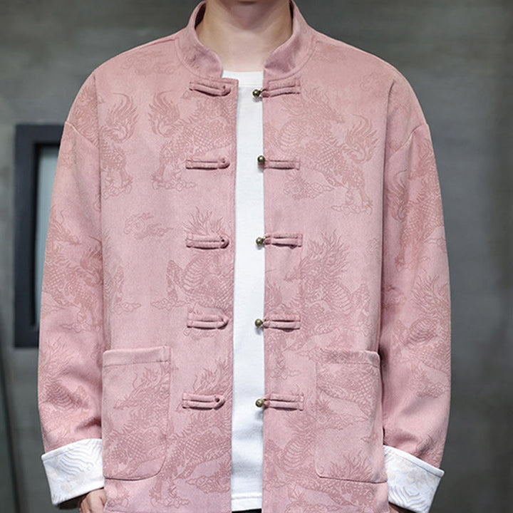 Buddha Stones Chiński Nowy Rok Kirin Print Żaba-guzik Tang Suit Męska Kurtka Koszula Z Kieszeniami - image 34