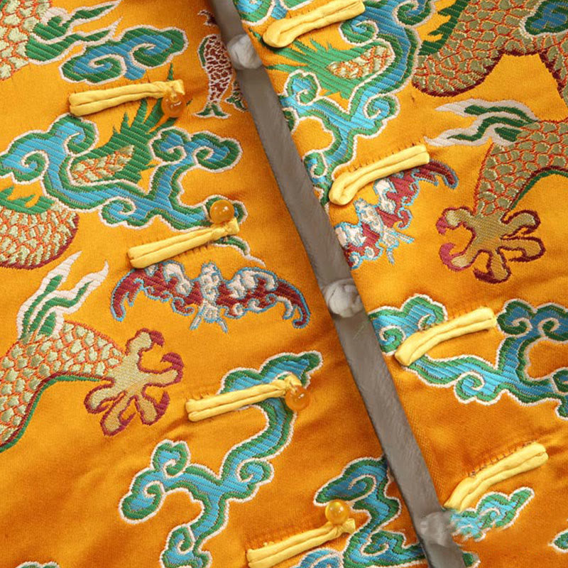 Buddha Stones Chiński Nowy Rok Smok Haft Pomyślne Chmury Żaba-guzik Tang Garnitur Męska Kurtka Koszula - image 5