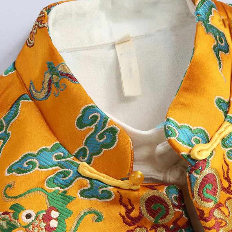 Buddha Stones Chiński Nowy Rok Smok Haft Pomyślne Chmury Żaba-guzik Tang Garnitur Męska Kurtka Koszula - image 4