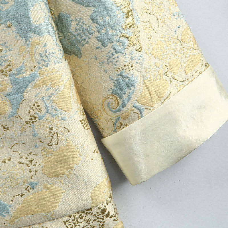 Buddha Stones Chiński Nowy Rok Żakard Haft Żabka-guzik Garnitur Tang Męska Kurtka Koszula Z Kieszeniami - image 8