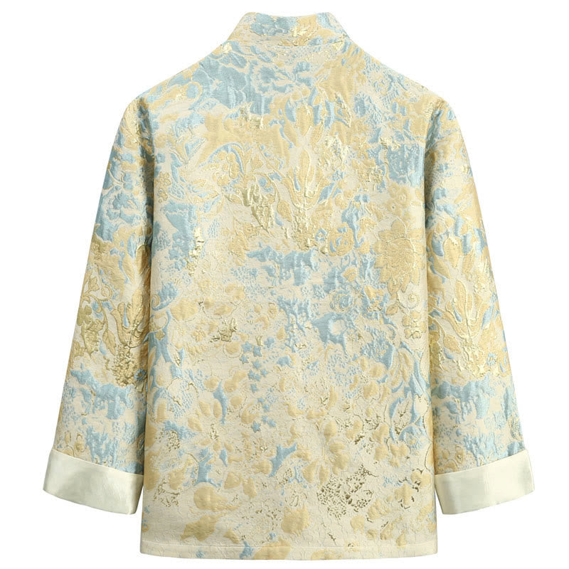 Buddha Stones Chiński Nowy Rok Żakard Haft Żabka-guzik Garnitur Tang Męska Kurtka Koszula Z Kieszeniami - image 1