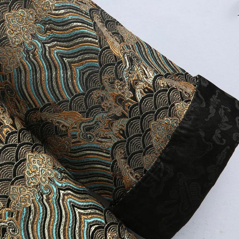 Buddha Stones Chiński Nowy Rok Żakardowy Damaszek Wzór Morski Żabka-guzik Garnitur Tang Męska Kurtka Koszula Z Kieszeniami - image 12