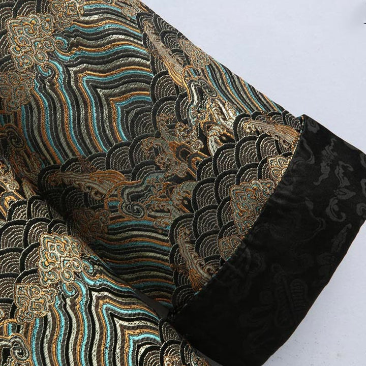 Buddha Stones Chiński Nowy Rok Żakardowy Damaszek Wzór Morski Żabka-guzik Garnitur Tang Męska Kurtka Koszula Z Kieszeniami - image 12