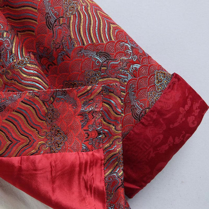 Buddha Stones Chiński Nowy Rok Żakardowy Damaszek Wzór Morski Żabka-guzik Garnitur Tang Męska Kurtka Koszula Z Kieszeniami - image 3