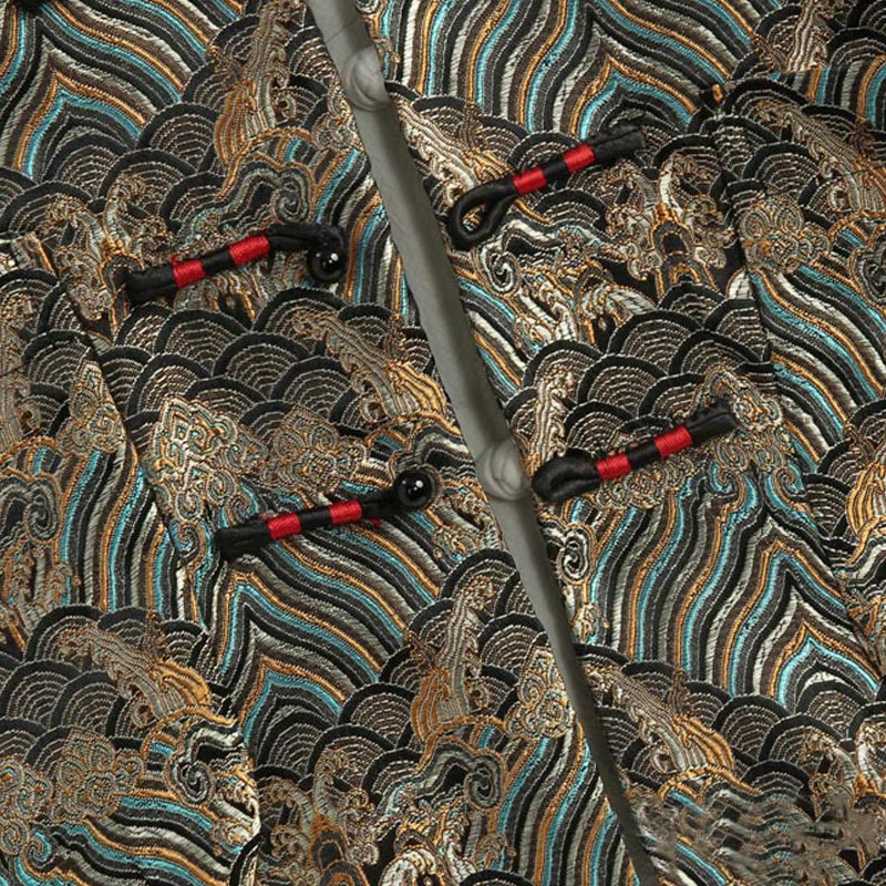 Buddha Stones Chiński Nowy Rok Żakardowy Damaszek Wzór Morski Żabka-guzik Garnitur Tang Męska Kurtka Koszula Z Kieszeniami - image 10