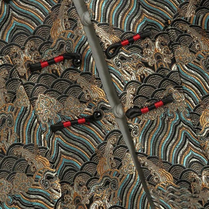 Buddha Stones Chiński Nowy Rok Żakardowy Damaszek Wzór Morski Żabka-guzik Garnitur Tang Męska Kurtka Koszula Z Kieszeniami - image 10