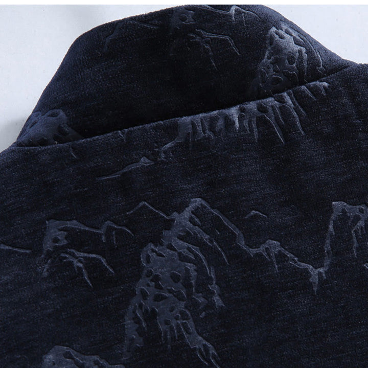 Buddha Stones Chiński Nowy Rok Krajobraz Druk Ręcznie Żaba-guzik Tang Suit Męska Kurtka Koszula Z Kieszeniami - image 12