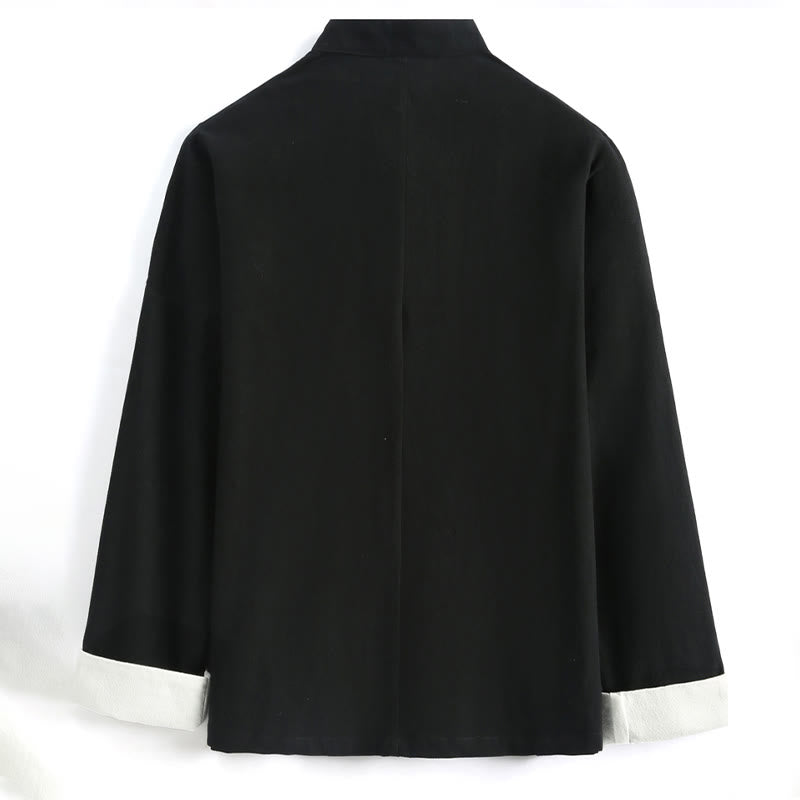 Buddha Stones Chiński Nowy Rok Żuraw Haft Tang Garnitur Hanfu Długi Rękaw Spodnie Odzież Bawełna Len Męski Zestaw Z Kieszeniami - image 2