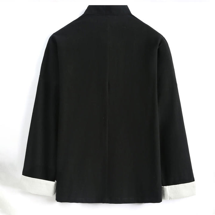 Buddha Stones Chiński Nowy Rok Żuraw Haft Tang Garnitur Hanfu Długi Rękaw Spodnie Odzież Bawełna Len Męski Zestaw Z Kieszeniami - image 2