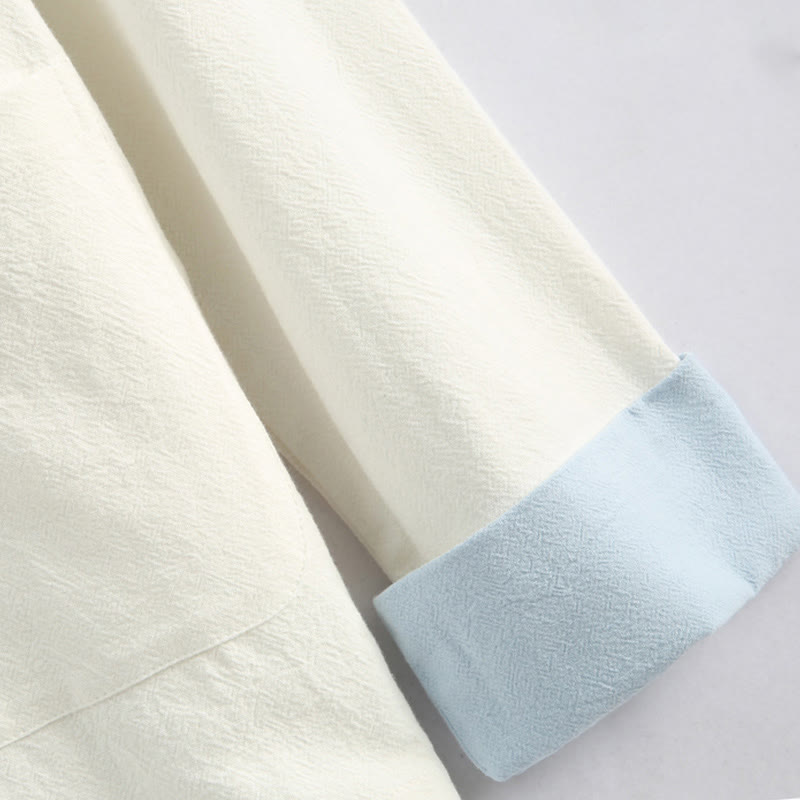 Buddha Stones Chiński Nowy Rok Żuraw Haft Tang Garnitur Hanfu Długi Rękaw Spodnie Odzież Bawełna Len Męski Zestaw Z Kieszeniami - image 13