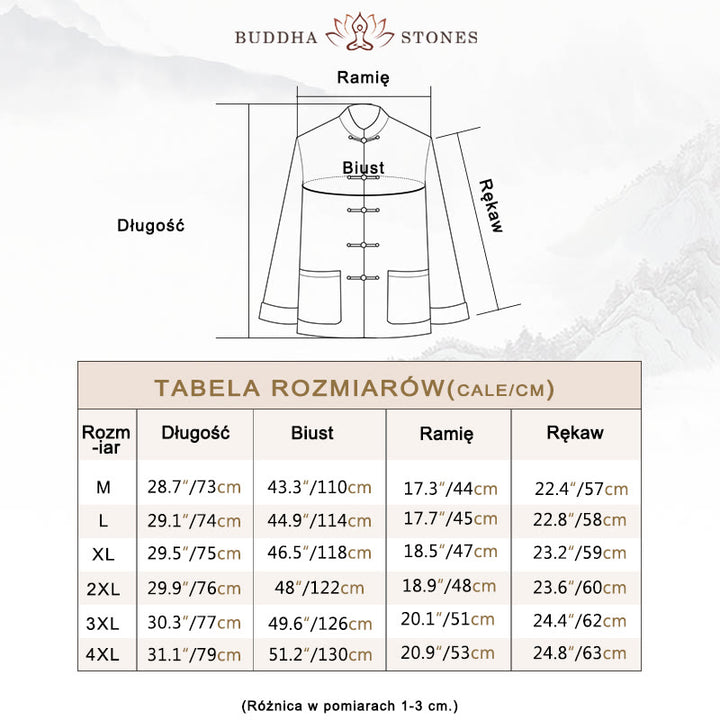 Buddha Stones -Guzik Chiński Tang Garnitur Koszula Bawełniana Lniana Męska Kurtka Odzież - image 5