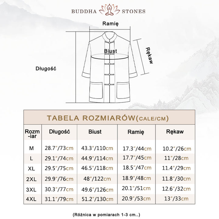Buddha Stones -Guzik Chiński Tang Suit Pół Rękaw Koszula Bawełniana Męska Odzież Z Kieszeniami - image 5