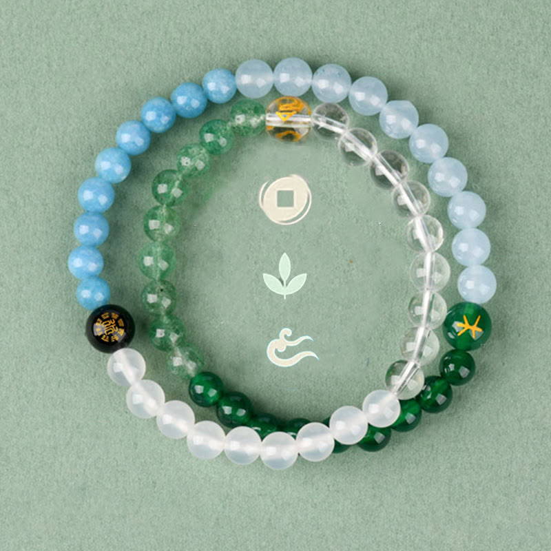 Buddha Stones Pięć Elementów Różnorodny Kryształ Agat Kwarc Truskawkowy Bransoletka Mądrości - image 1