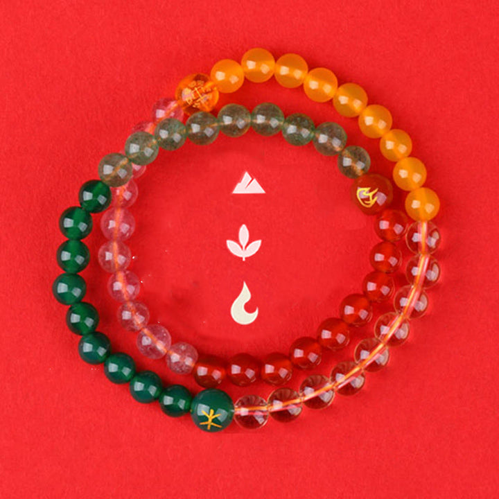 Buddha Stones Pięć Elementów Różnorodny Kryształ Agat Kwarc Truskawkowy Bransoletka Mądrości - image 11