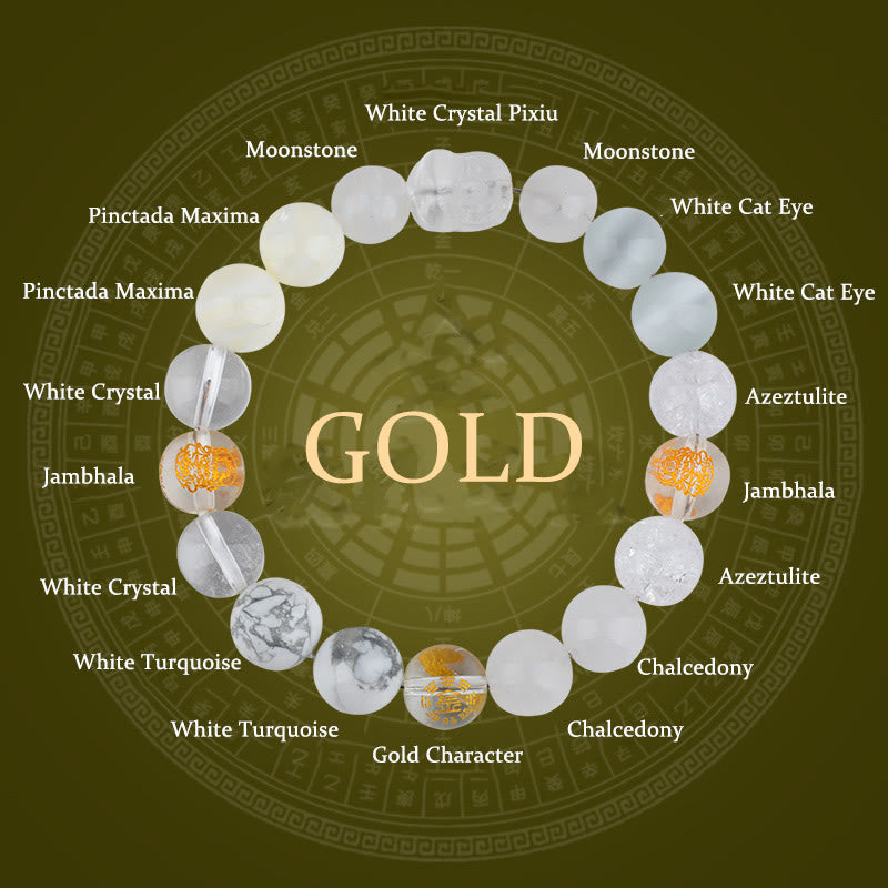 Buddha Stones Pięć Elementów Różnorodny Kryształ Agat Bransoletka PiXiu Wealth - Złoty (obwód nadgarstka: 14-16 cm) - 12 mm - image 2