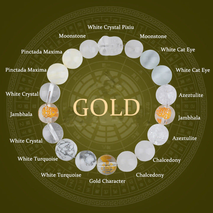 Buddha Stones Pięć Elementów Różnorodny Kryształ Agat Bransoletka PiXiu Wealth - Złoty (obwód nadgarstka: 14-16 cm) - 12 mm - image 2