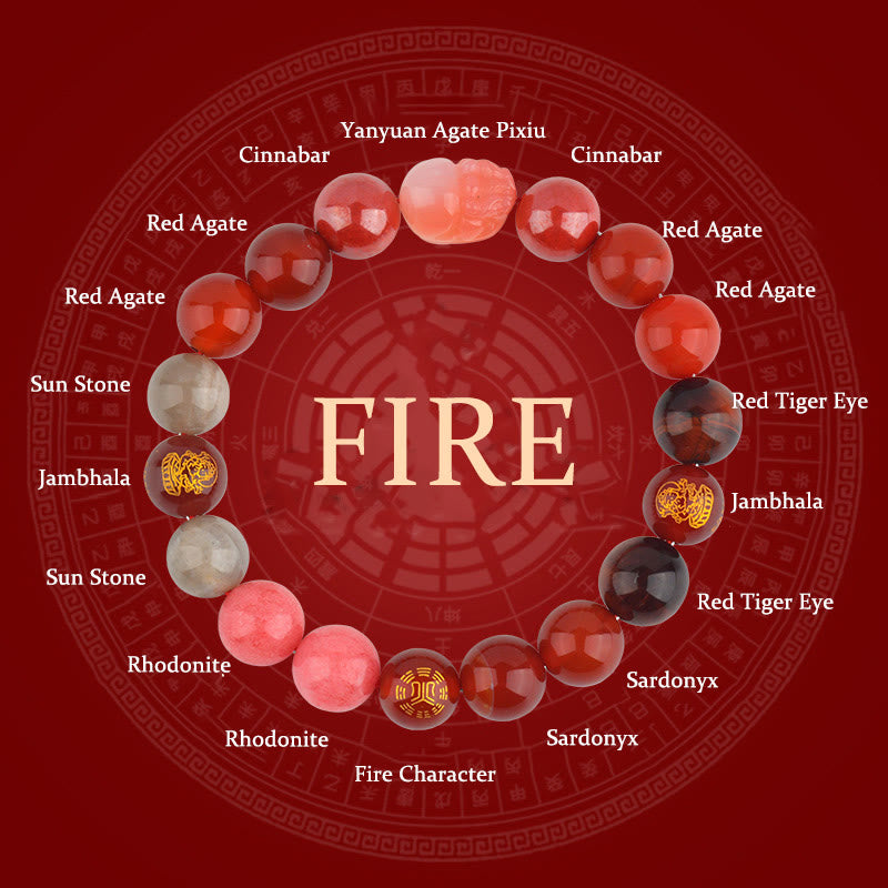 Buddha Stones Pięć Elementów Różnorodny Kryształ Agat Bransoletka PiXiu Wealth - Ogień (obwód nadgarstka: 14-16 cm) - 12 mm - image 21