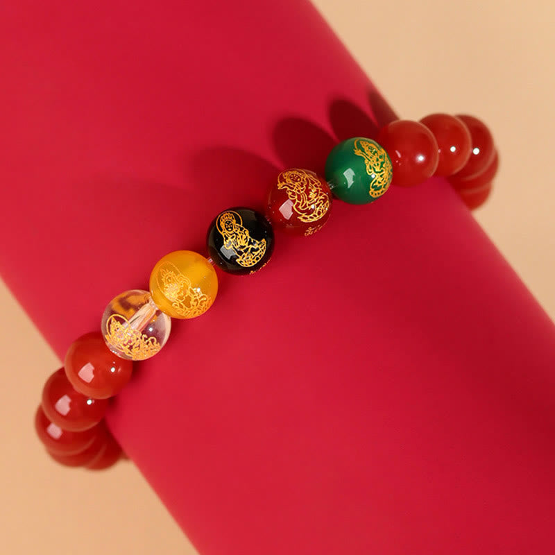 Buddha Stones Pięć Elementów Różnorodna Bransoletka Szczęścia Jambhala Agat - image 15