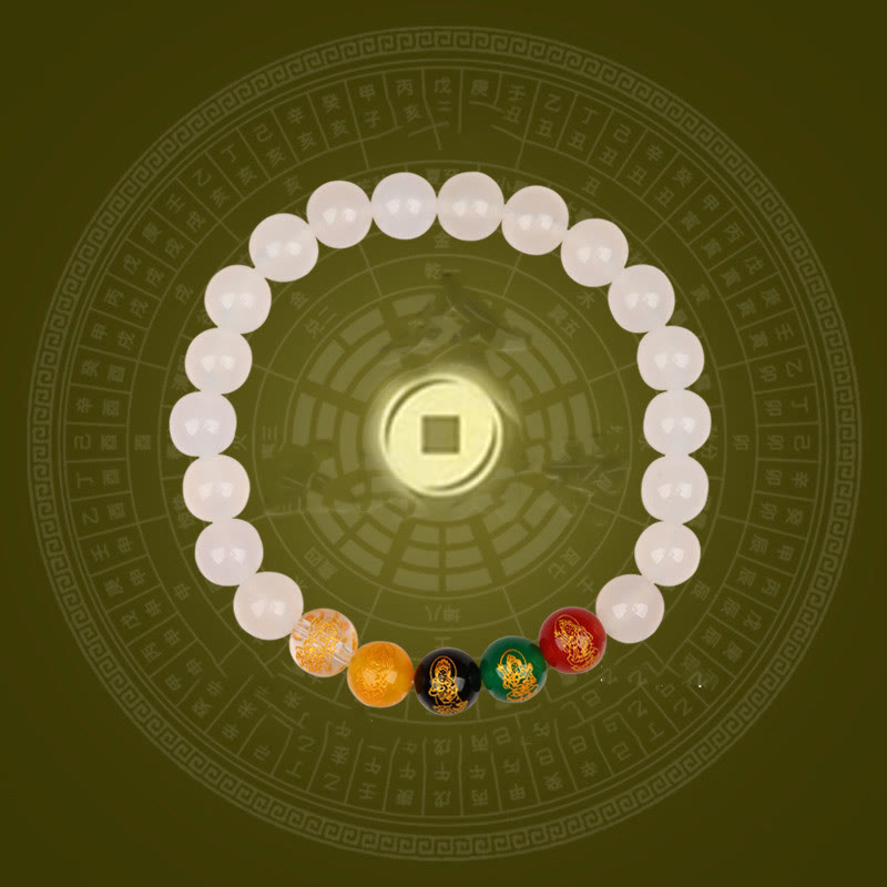 Buddha Stones Pięć Elementów Różnorodna Bransoletka Szczęścia Jambhala Agat - image 1