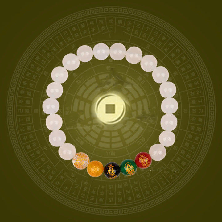 Buddha Stones Pięć Elementów Różnorodna Bransoletka Szczęścia Jambhala Agat - image 1
