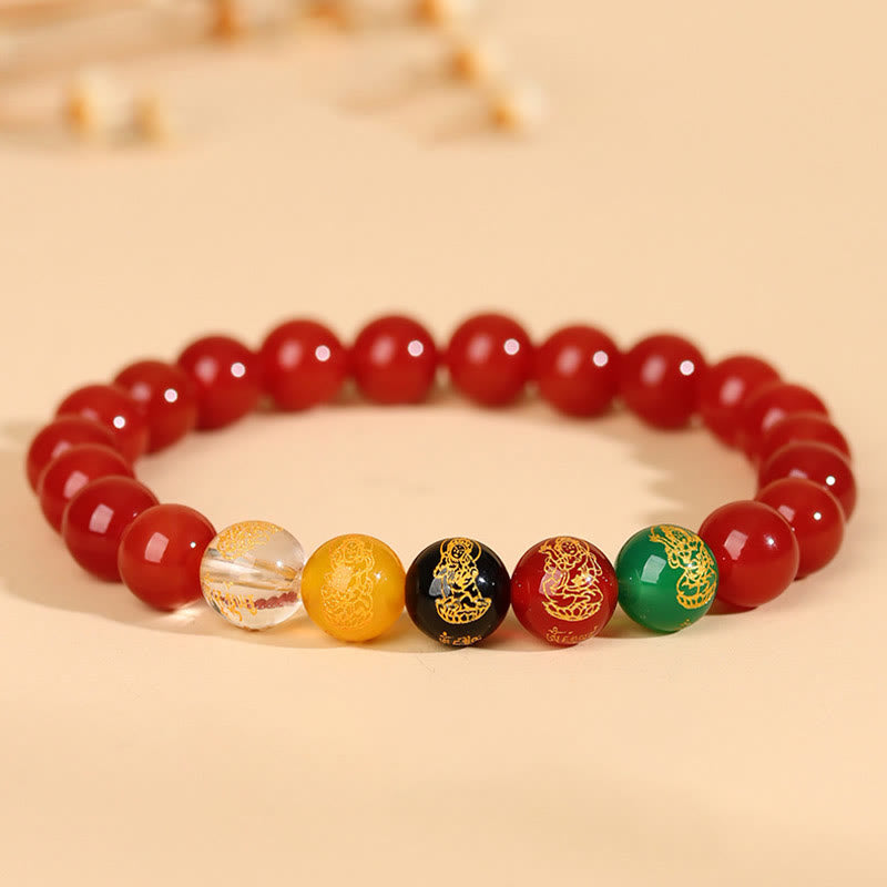Buddha Stones Pięć Elementów Różnorodna Bransoletka Szczęścia Jambhala Agat