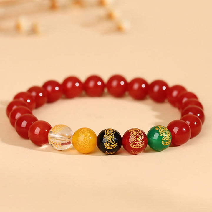 Buddha Stones Pięć Elementów Różnorodna Bransoletka Szczęścia Jambhala Agat
