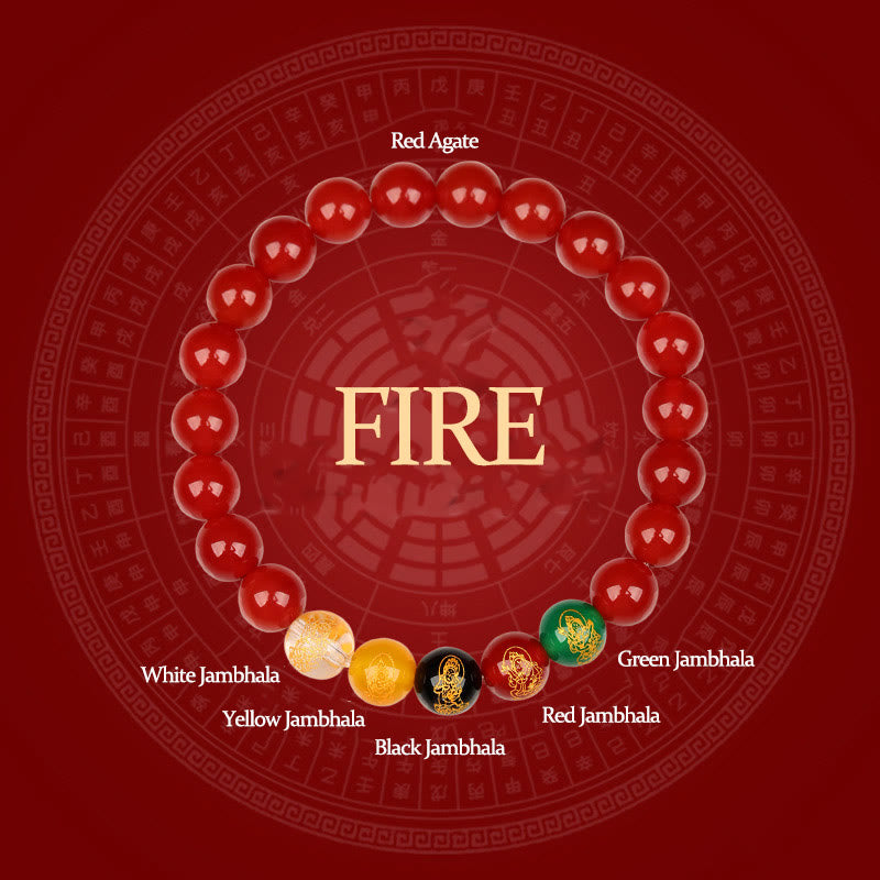 Buddha Stones Pięć Elementów Różnorodna Bransoletka Szczęścia Jambhala Agat - Ogień (obwód nadgarstka: 14-16 cm) - image 13