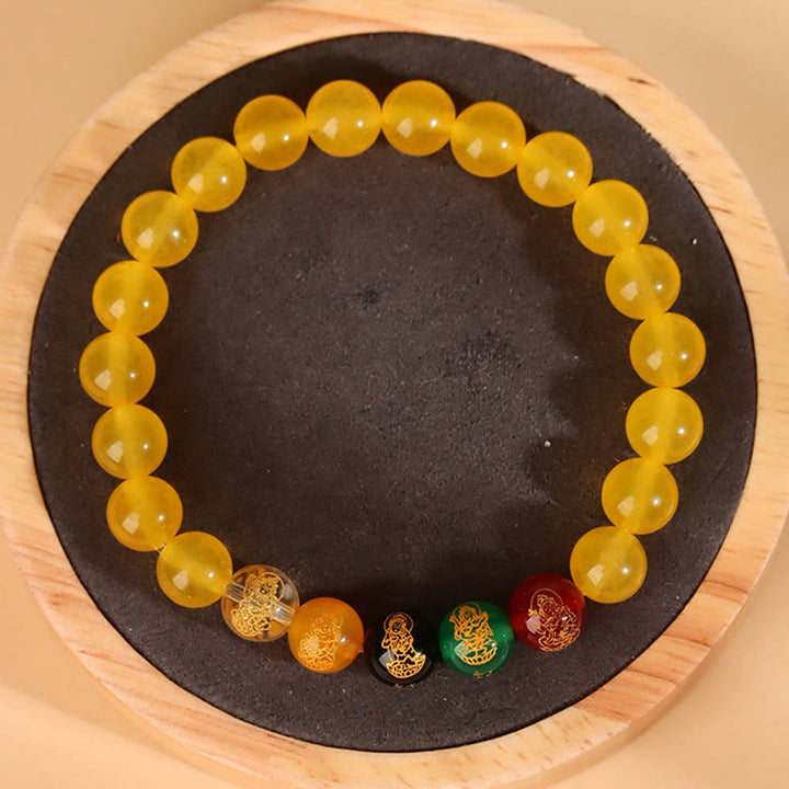 Buddha Stones Pięć Elementów Różnorodna Bransoletka Szczęścia Jambhala Agat