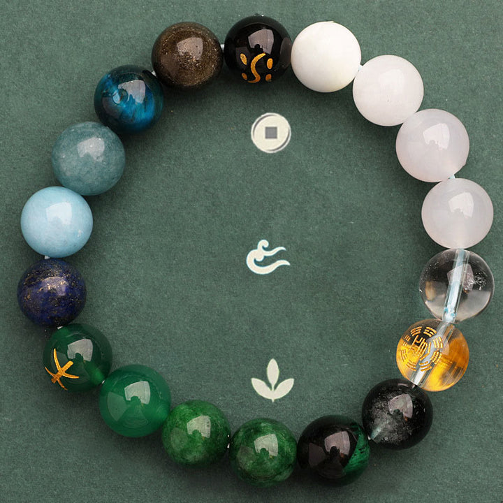Buddha Stones Pięć Elementów Różnorodny Agat Kryształ Kamień Słońca Bransoletka Mądrości